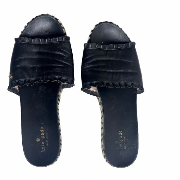 Kate Spade Black Espadrille Slide Sandals - Picture 2 of 8
